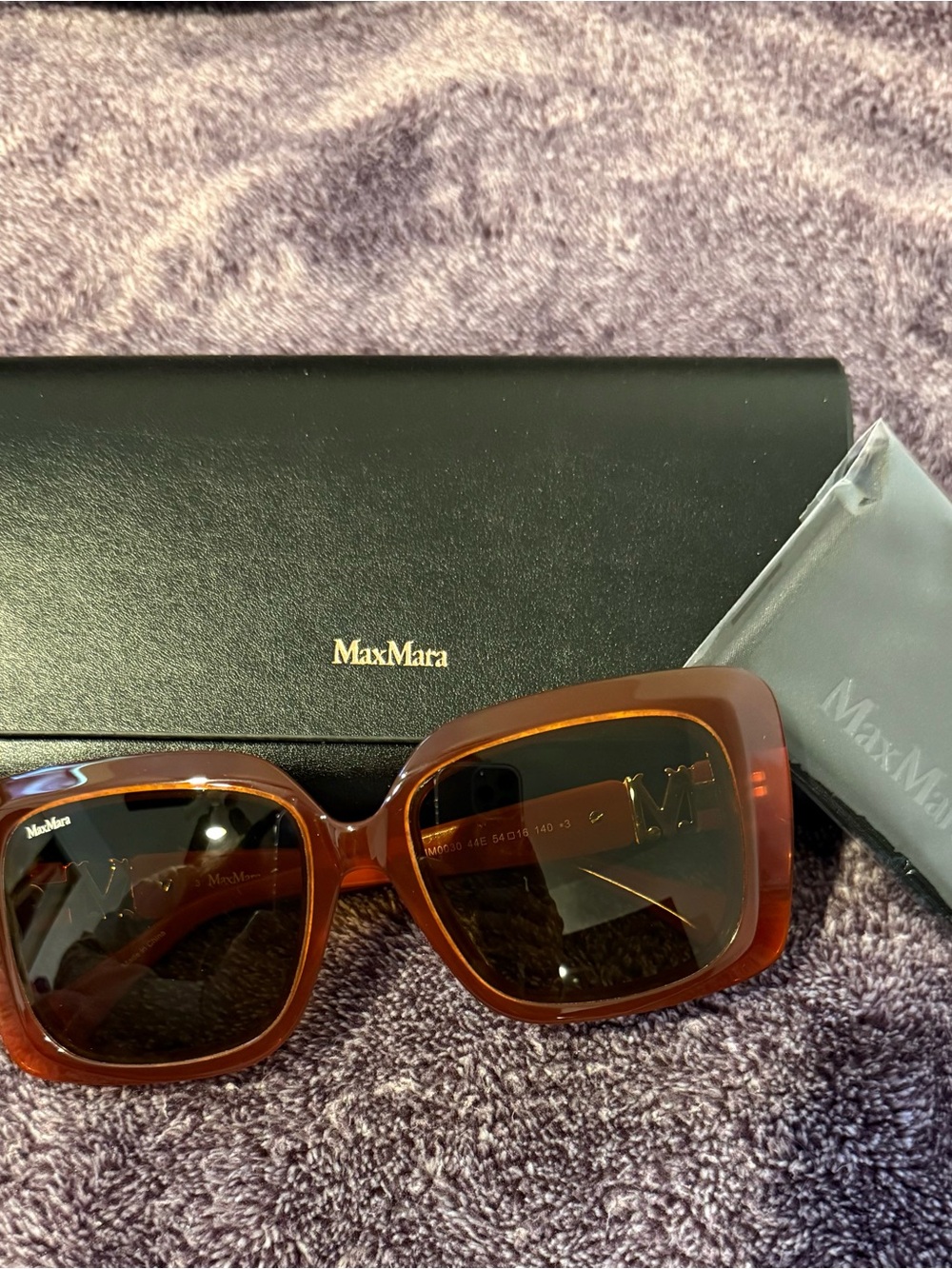 MaxMara Oversized Amber Brown Square Sunglasses